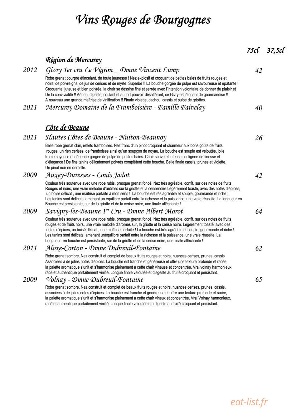 Le Relais — carte page 18