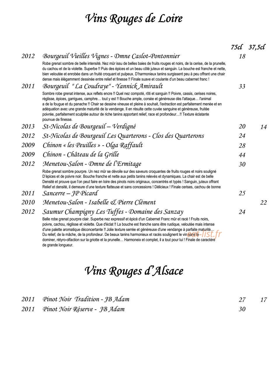 Le Relais — carte page 29