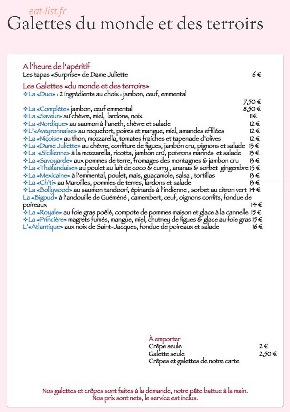 Dame juliette — carte page 1