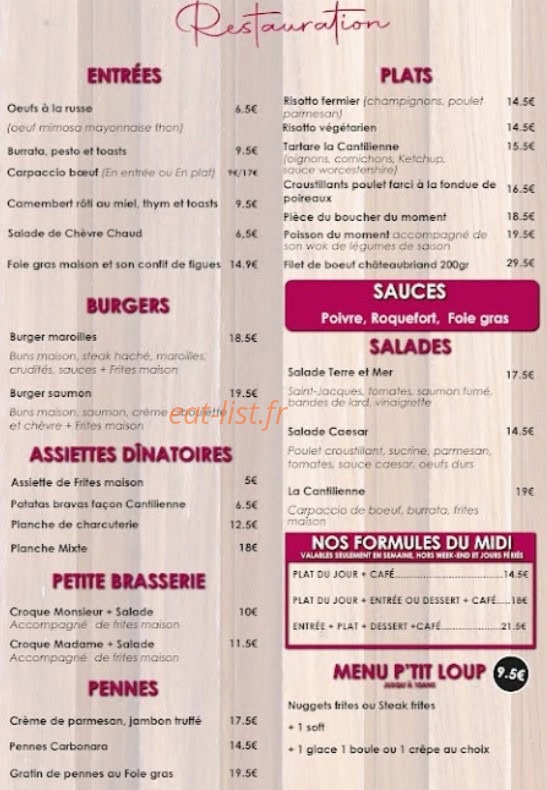 La Brasserie Cantilienne — carte page 2