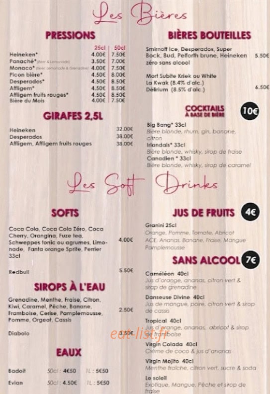 La Brasserie Cantilienne — carte page 6