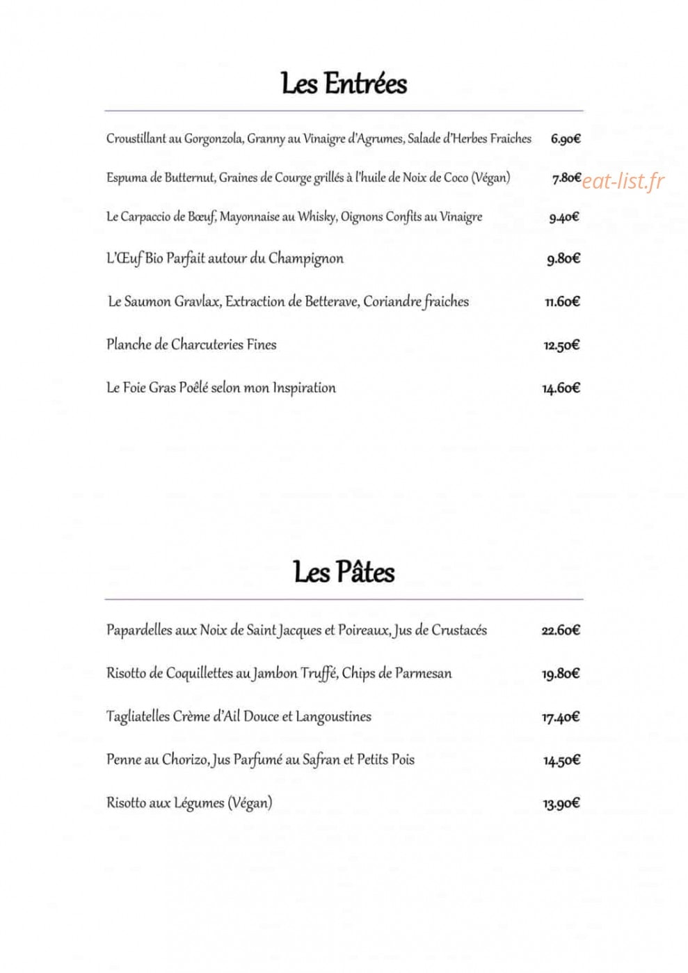 La Cantina — carte page 1