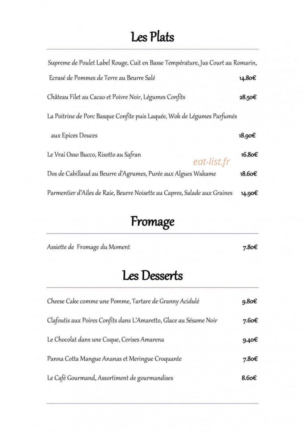 La Cantina — carte page 2