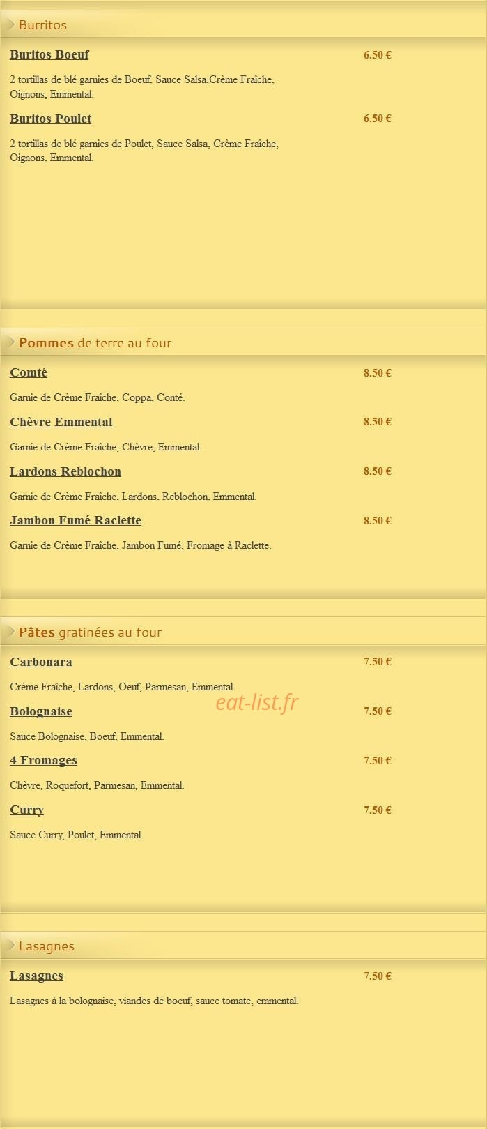 Pizza Lusitalia — carte page 9
