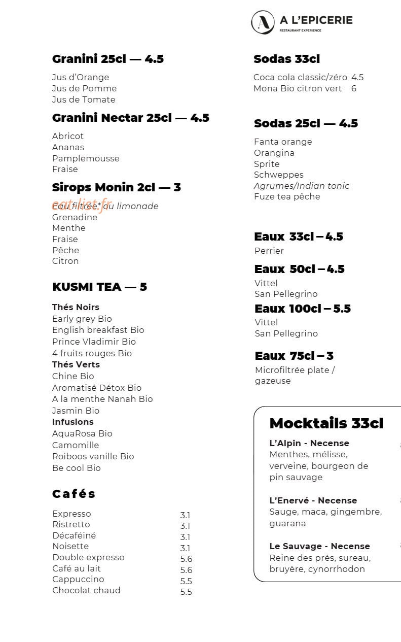 A l'Epicerie — carte page 8