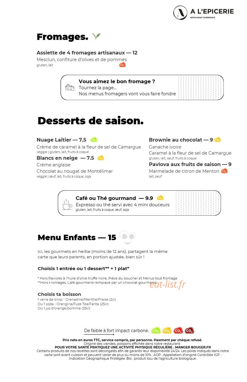 A l'Epicerie — carte page 4