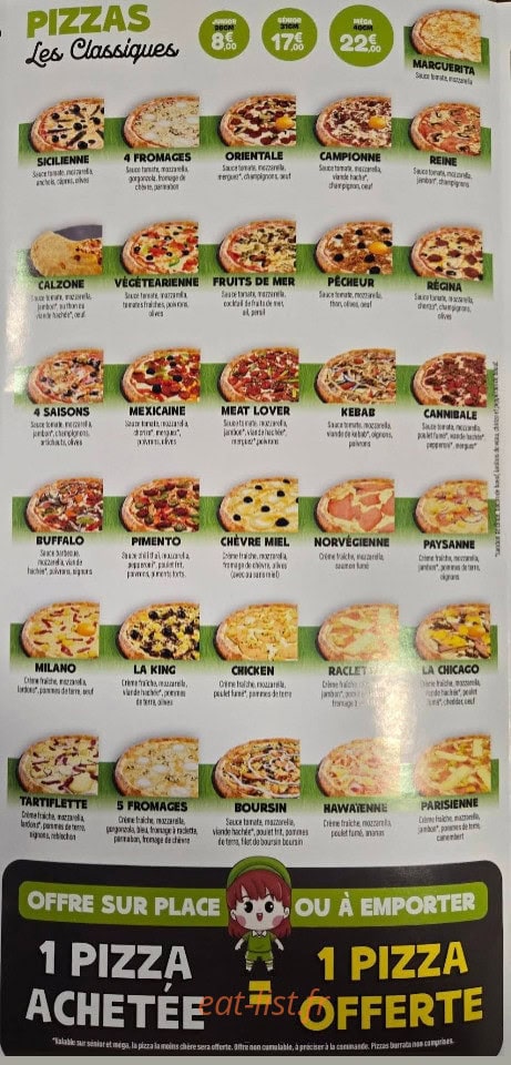 Pizza King — carte page 1