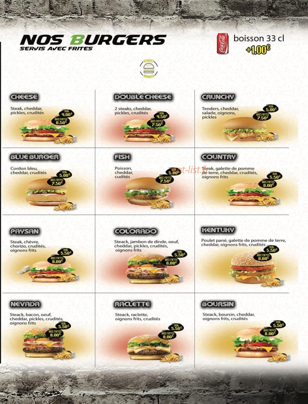 Street Burger — carte page 3