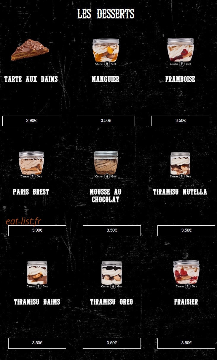 Charlot Grill — carte page 13