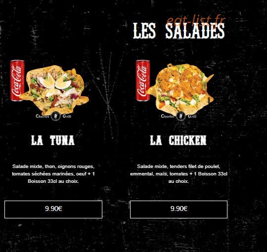 Charlot Grill — carte page 10