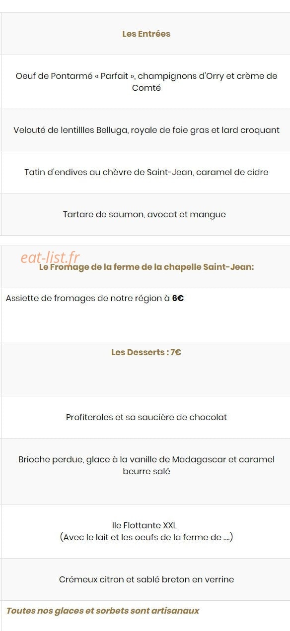 Au Péché Gourmand — carte page 1