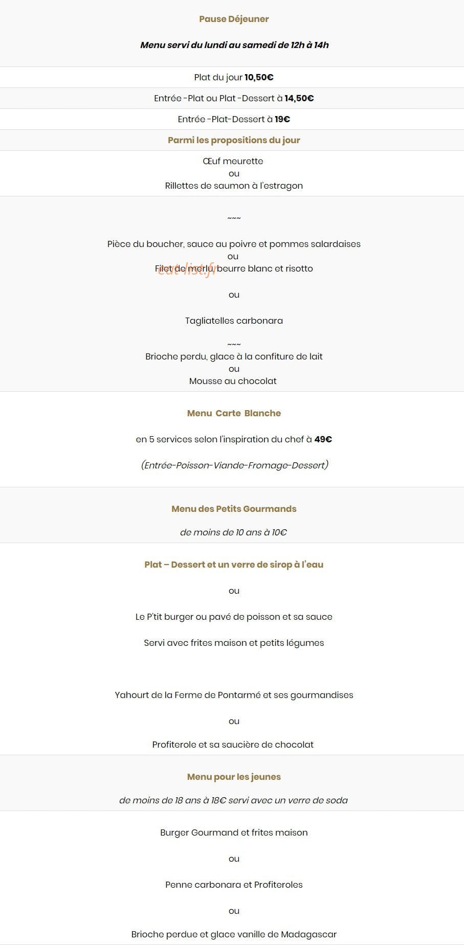 Au Péché Gourmand — carte page 4