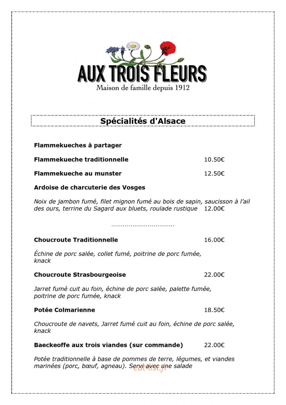 Aux Trois Fleurs — carte page 2