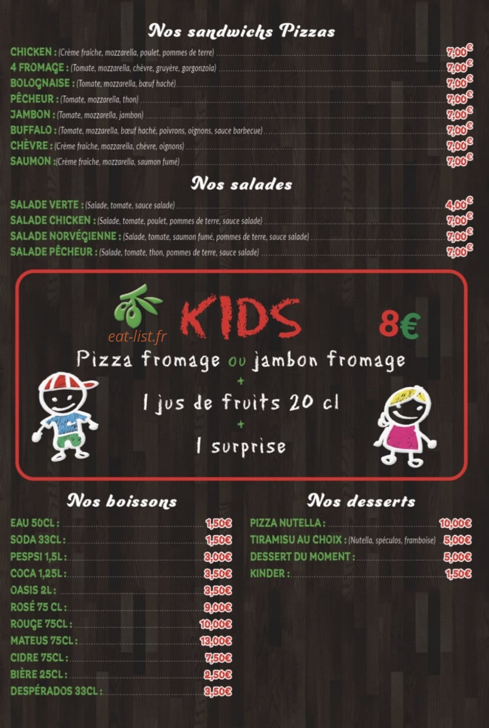 Pizzeria De Bornel — carte page 3