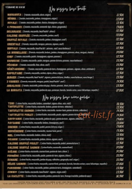 Carte et menu de Pizzeria De Bornel à Bornel — Pizzas