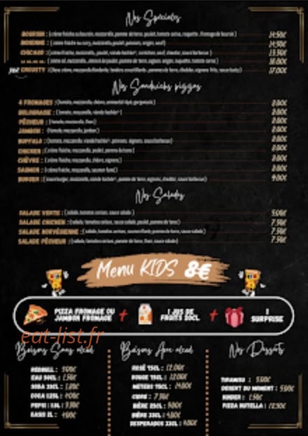 Carte et menu de Pizzeria De Bornel à Bornel — Sandwiches, menu kids...