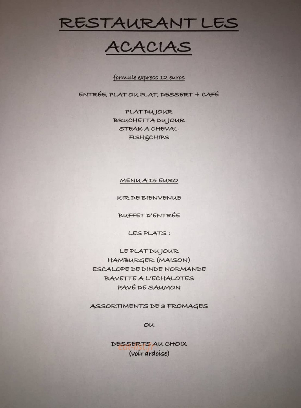 Les Acacias — carte page 2