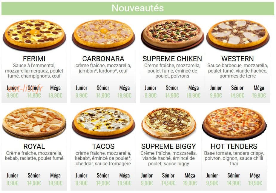 France Pizza — carte page 1