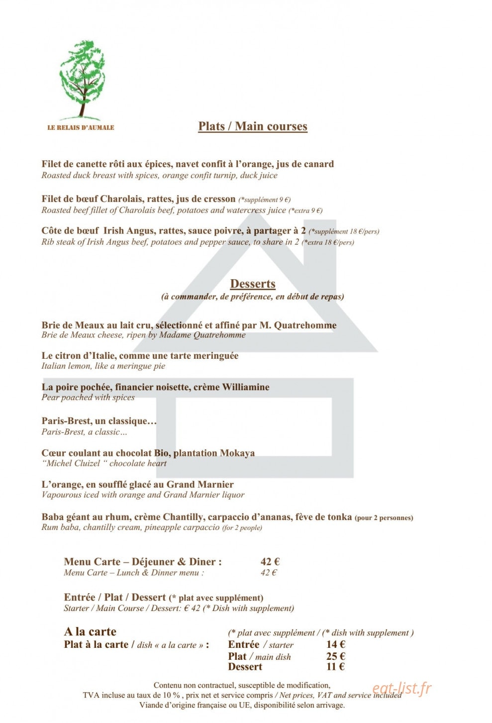 Le Relais d'Aumale — carte page 2
