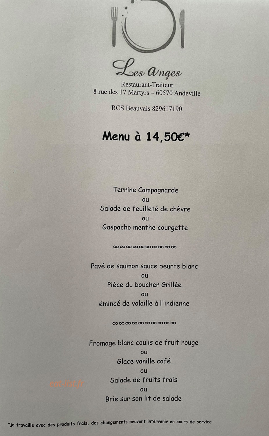 Restaurant les anges — carte page 2