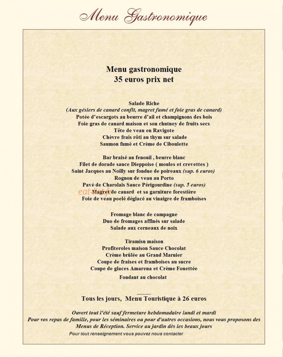 Auberge des Etangs — carte page 2