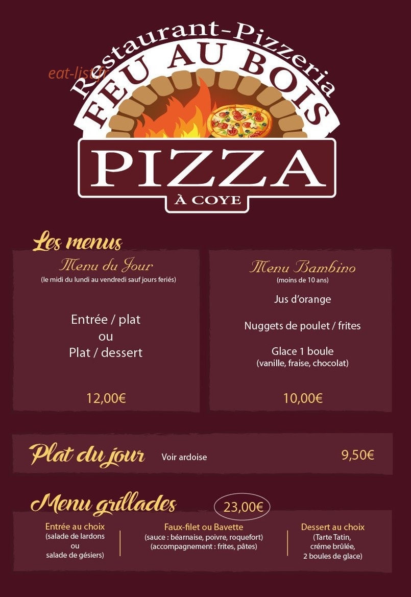 Pizza à Coye — carte page 1