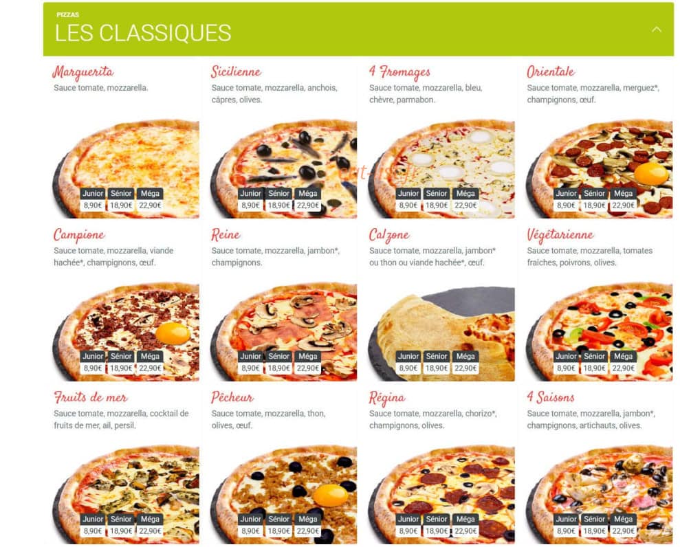 Pizza King — carte page 3