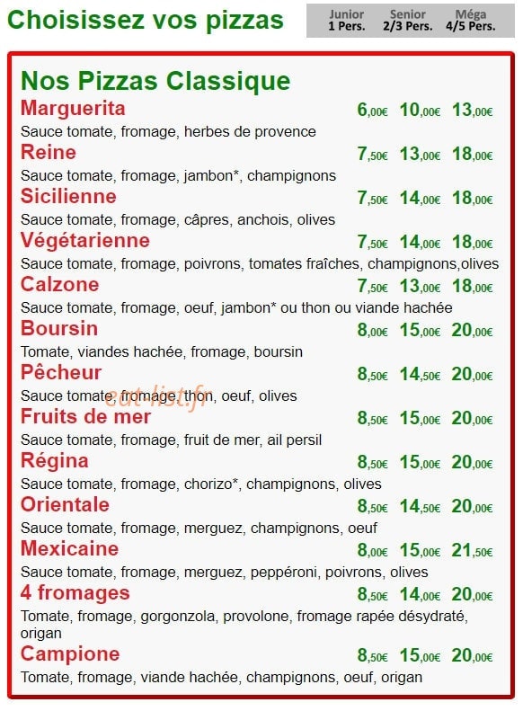 Délice Pizza — carte page 2