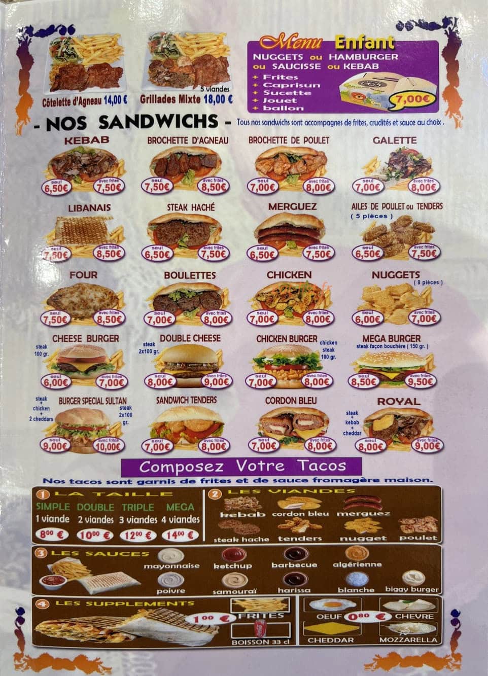 Sultan Kebab — carte page 1