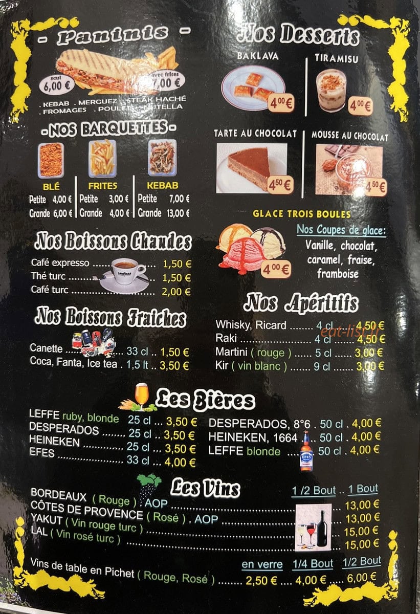 Sultan Kebab — carte page 3