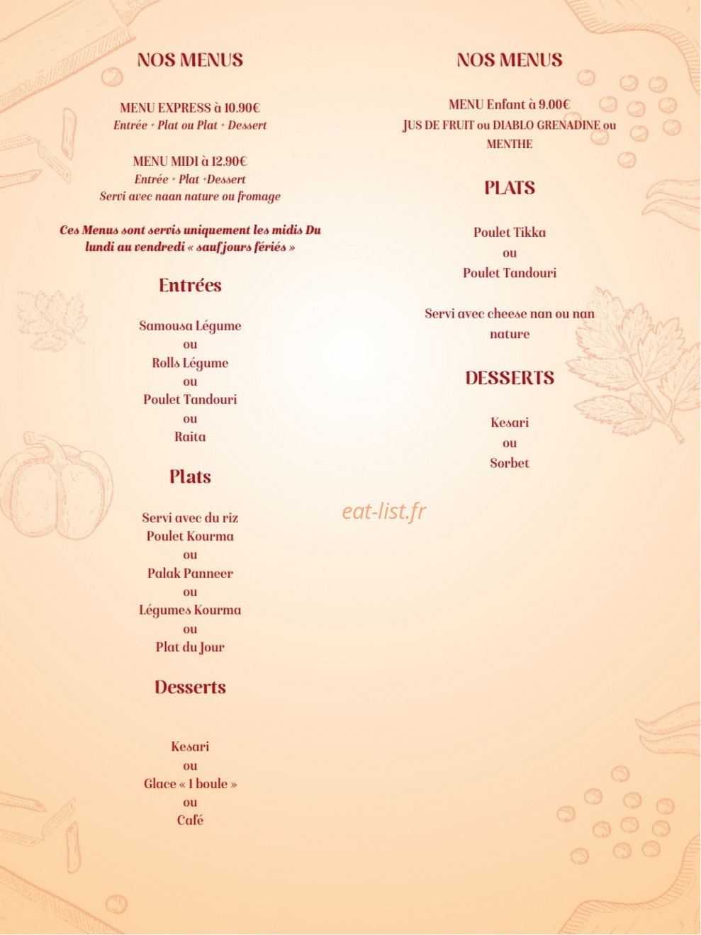 Jardin de l'Inde — carte page 9