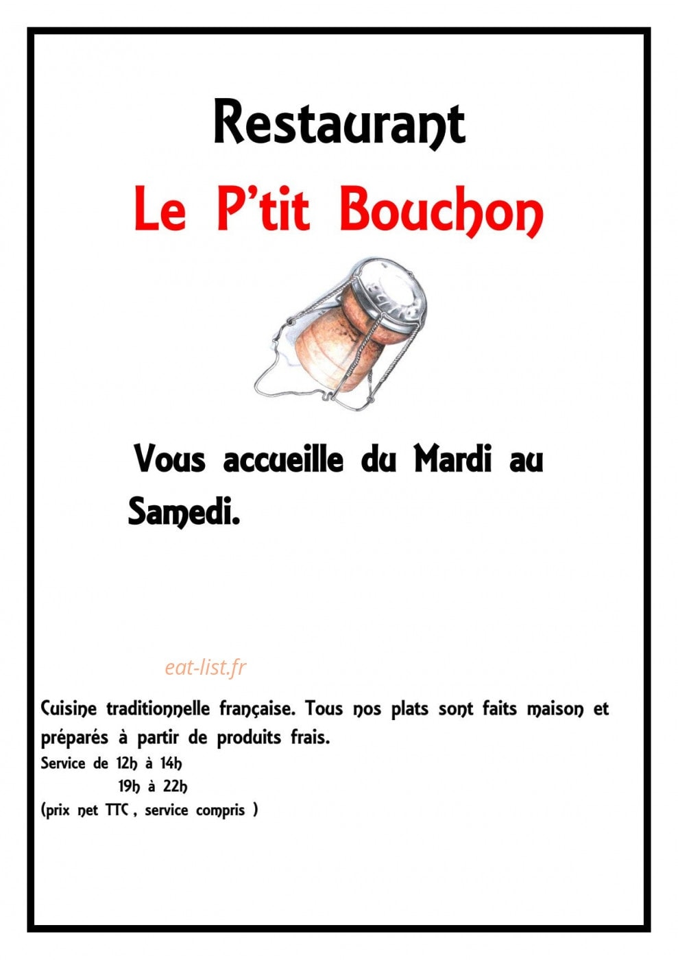 Le P'tit Bouchon — carte page 1