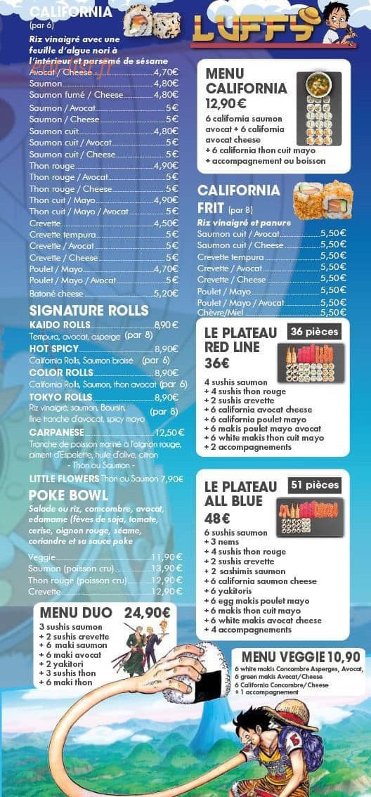 Luffy sushi — carte page 6