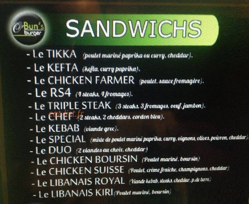 O'Bun's Burger — carte page 2