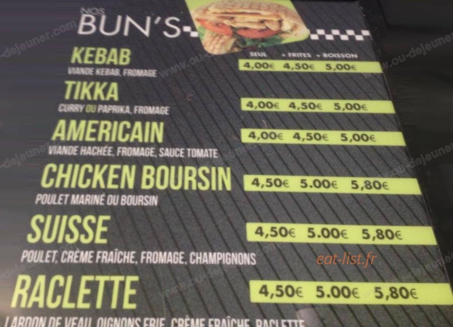 O'Bun's Burger — carte page 3