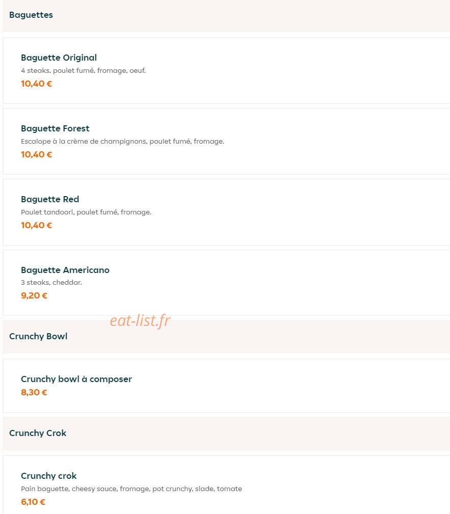 O' Crunchy's — carte page 3