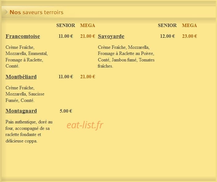 Pizza Lusitalia — carte page 1