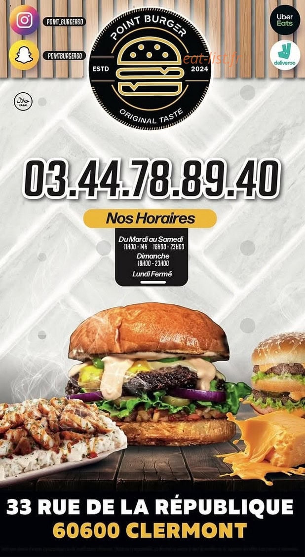 Point Burger — carte page 1