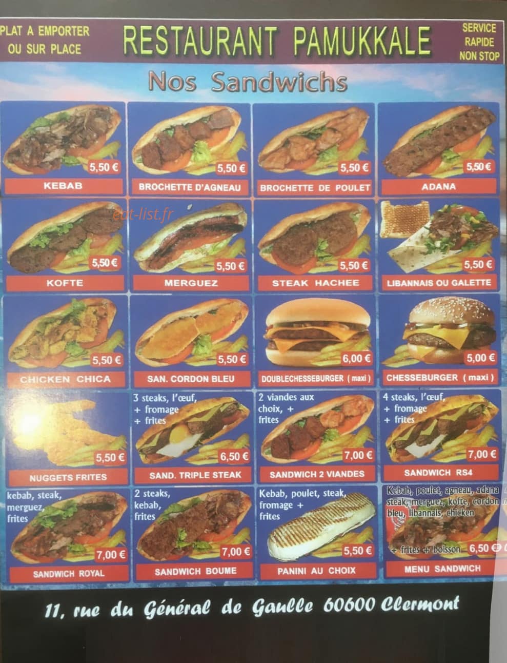 Restaurant Pamukkale — carte page 2
