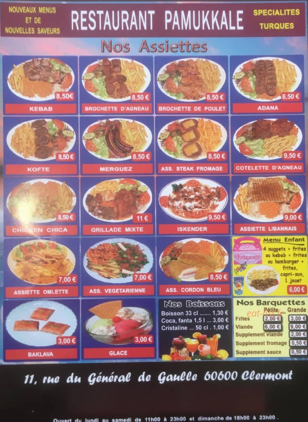 Restaurant Pamukkale — carte page 3