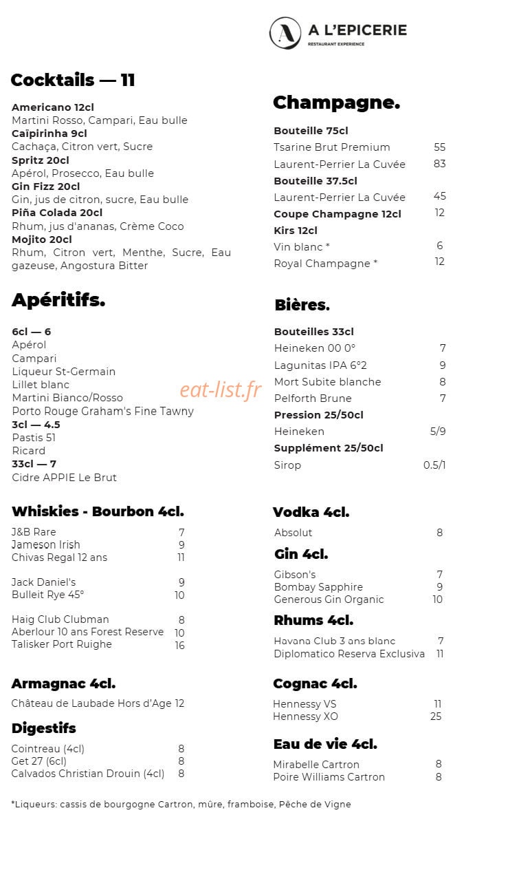 A l'Epicerie — carte page 7