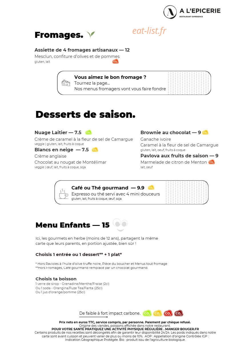 A l'Epicerie — carte page 4