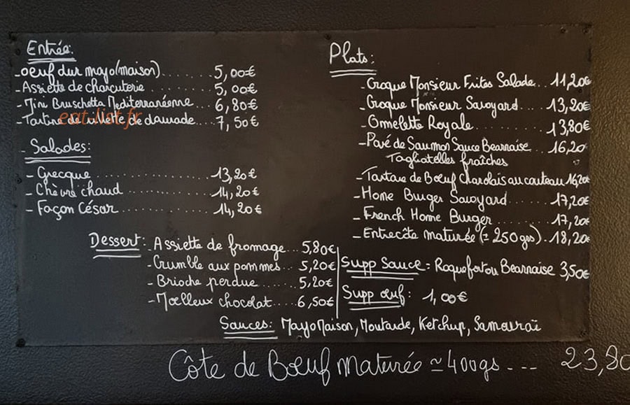 Rest O Bar — carte page 1