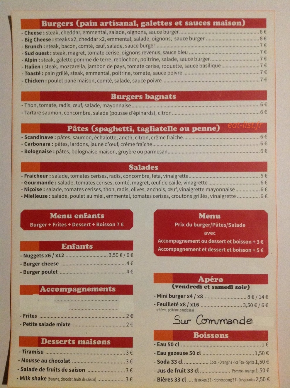 Bon'app — carte page 1
