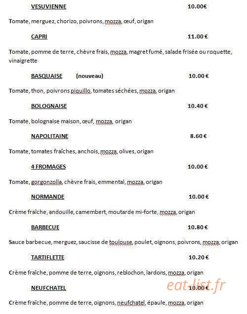Dido Pizza — carte page 2
