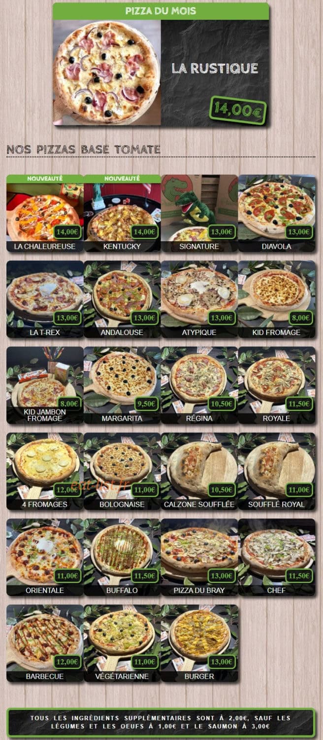 Pizzeria du Bray — carte page 1