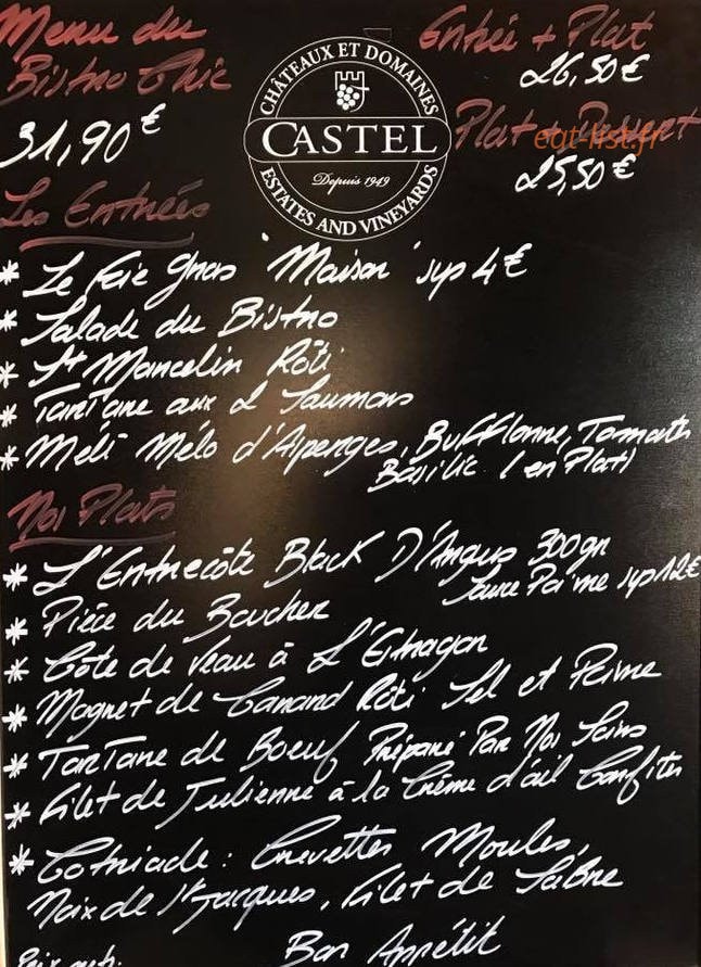 Le Bistro Chic — carte page 1