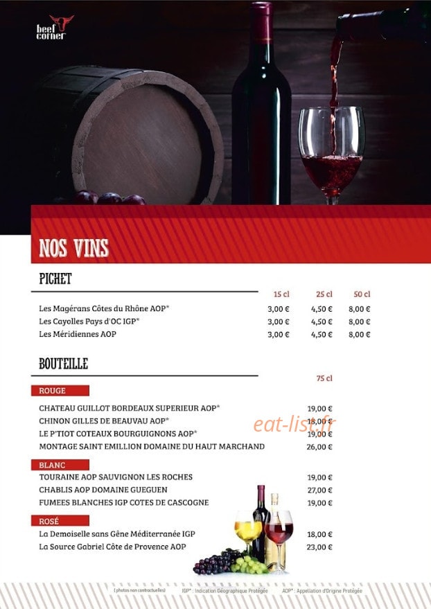 Beef Corner — carte page 2