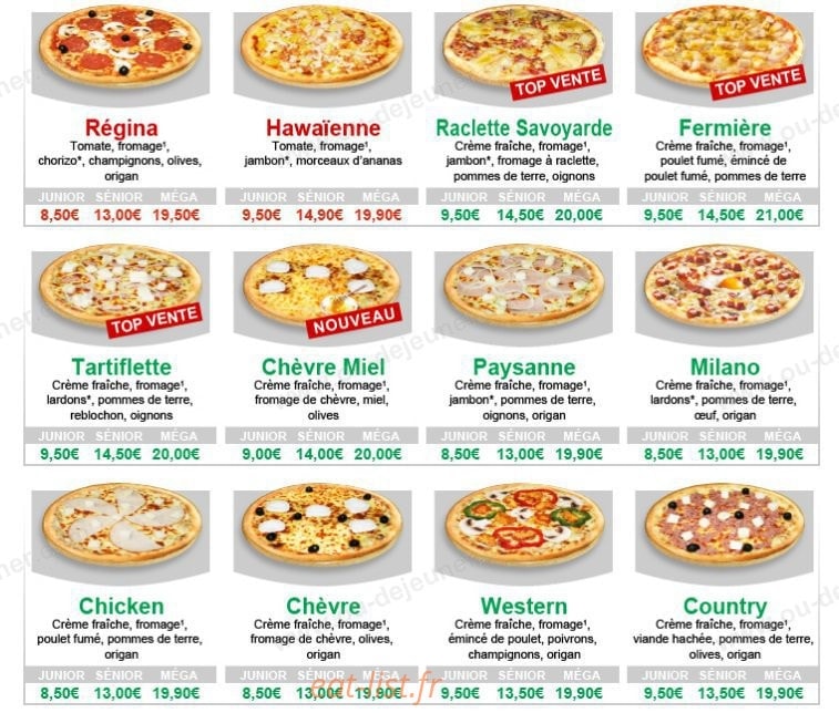 Delices Pizza' — carte page 2