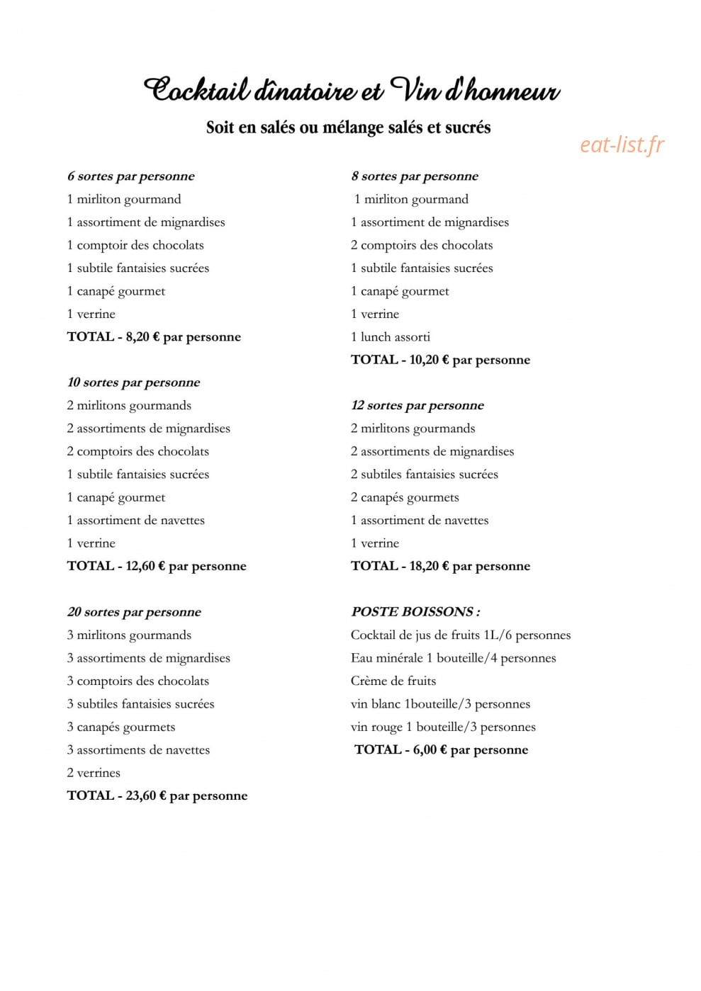 Le Petit Gourmet — carte page 1